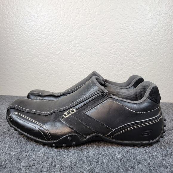 Skechers Urbantrack Cowen Casual Shoes Mens 8 Black Slip On Comfort Leather Flaw - Picture 3 of 11